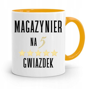 Kubek Żółty Dla Magazyniera Na Pięć Gwiazdek