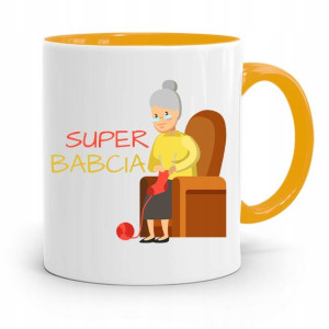 Kubek Żółty Dzień Babci Super Babcia Prezent