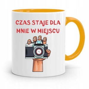 Kubek Żółty Fotografa Czas Staje W Miejscu