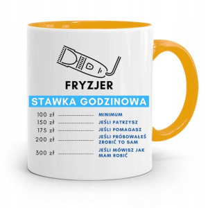 Kubek Żółty Fryzjerki Fryzjera Stawka Godzinowa