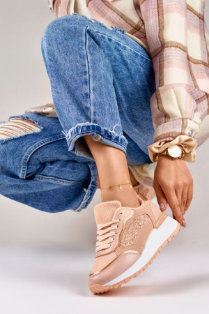 Różowe błyszczące sneakersy damskie