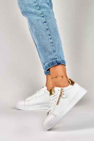 Buty sportowe damskie ze złotym zamkiem