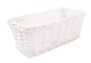 Biały Prostokątny Koszyk Na Kwiaty 30x16x12 Cm