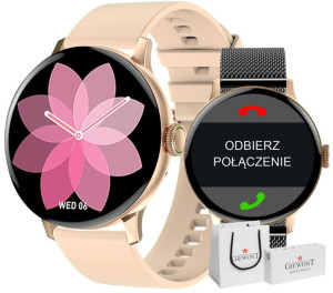 Smartwatch Damski Giewont GW330-4 Różowe Złoto-Róż + Czarna Bransoleta