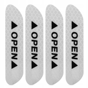 Naklejki Odblaskowe Open Auto Drzwi Srebrne 4szt.