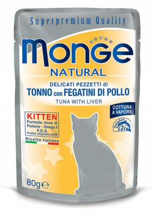 MONGE dla kociąt tuńczyk z wątróbką drobiową 80g