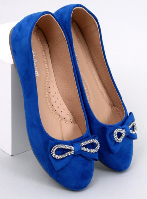Baleriny zamszowe z kokardą BENOIT BLUE 36