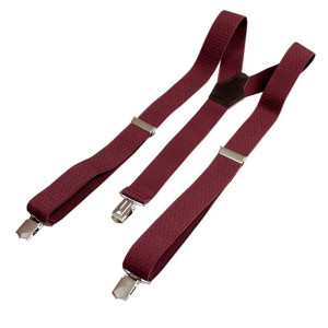Szerokie szelki 3.5 cm bordowe z wzorem Zinutti