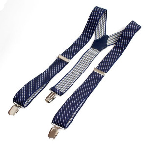 Szerokie szelki 3.5 cm granatowe w paski Zinutti