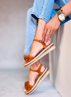 Sandałki z frędzelkami camel JN315 CAMEL 40