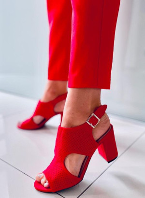 Sandałki ażurowe na obcasie STACY RED 36