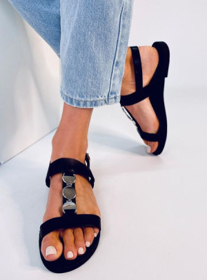 Sandałki damskie metaliczne CHEEK BLACK 37