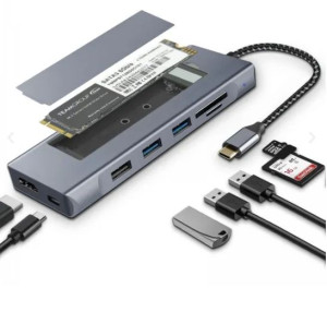 Zestaw HUB 8 in 1 USB Type -C + Dysk 128GB SSD SATA 2280