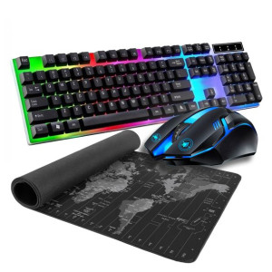 Zestaw klawiatura + mysz przewodowa 1200 DPI + Podkładka Mapa Świata