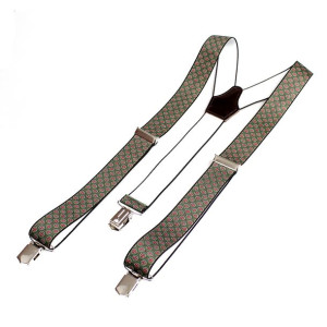 Szerokie szelki 3.5 cm zielone z wzorem Zinutti