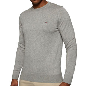 Tommy Hilfiger sweter męski jedwabny szary crew-neck MW0MW04978-501 L