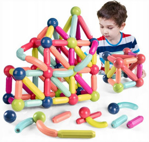 Klocki Magnetyczne Edukacyjne Konstrukcyjne Magnetic Sticks Dla Dzieci