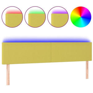 Zagłówek do łóżka z LED, zielony, 200x5x78/88 cm, tkanina