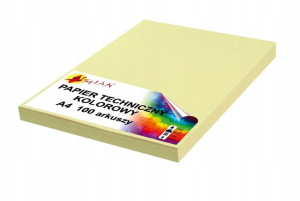 Papier techniczny A4 120g żółty pastel 100 arkuszy