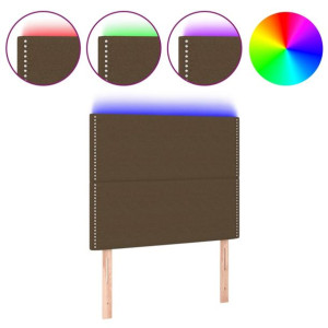 Zagłówek do łóżka z LED ciemnobrązowy 80x5x118/128 cm tkanina