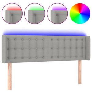 Zagłówek do łóżka z LED, jasnoszary, 147x16x78/88 cm, tkanina