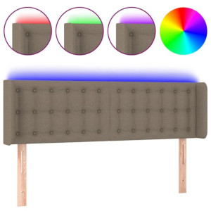 Zagłówek do łóżka z LED, taupe, 147x16x78/88 cm, tkanina