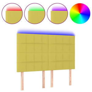 Zagłówek do łóżka z LED, zielony, 144x5x118/128 cm, tkanina