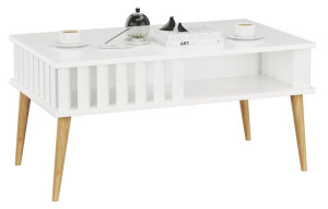 Stolik kawowy lamele do salonu LAMELE 100 CM Biały