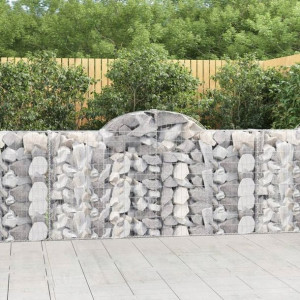 Kosze gabionowe, 7 szt, 200x30x100/120 cm, galwani