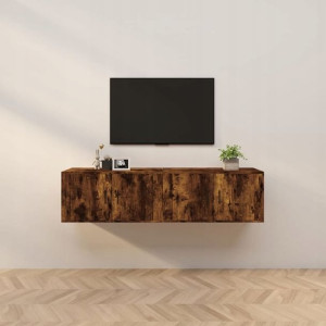 Wiszące szafki TV, 2 szt., przydymiony dąb, 80x34,