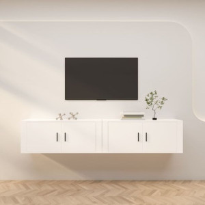 Wiszące szafki telewizyjne, 2 szt., białe, 100x34,