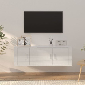 Zestaw 2 szafek TV, biały, połysk, materiał drewno