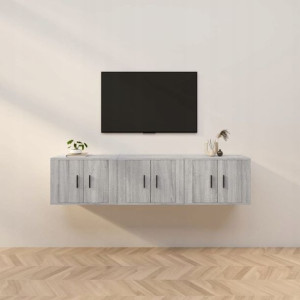 Wiszące szafki TV, 3 szt., szary dąb sonoma, 57x34