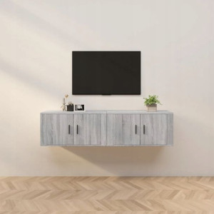 Wiszące szafki TV, 2 szt., szary dąb sonoma, 80x34