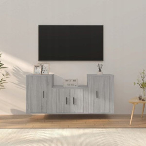 Zestaw 3 szafek TV, szary dąb sonoma, materiał dre