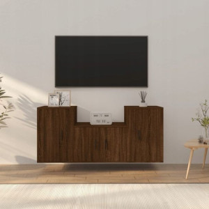 Zestaw 3 szafek TV, brązowy dąb, materiał drewnopo