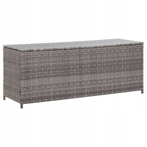 Skrzynia ogrodowa, szara, 150 x 50 x 60 cm, rattan
