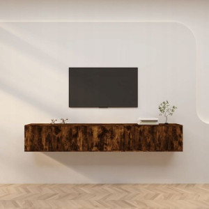 Wiszące szafki TV, 3 szt., przydymiony dąb, 80x34,