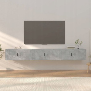 Wiszące szafki TV, 3 szt., szarość betonu, 100x34,