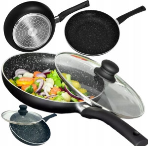 PATELNIA z pokrywką 28 CM MARMUREK INDUKCJA GAZ KH