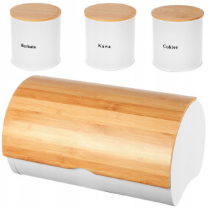 Chlebak Pojemniki Zestaw Kawa Cukier Herbata 4w1