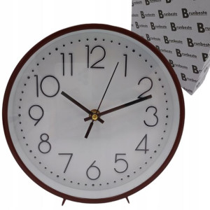 ZEGAR ścienny OKRĄGŁY klasyczny 20 cm Brązowy BB