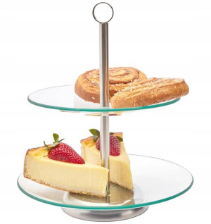PATERA dwupoziomowa SZKLANA NA CIASTO TORT 20 25cm