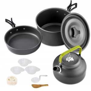 ZESTAW turystyczny GARNEK patelnia CZAJNIK camping
