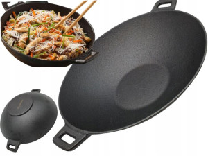 WOK żeliwny PATELNIA ŻELIWNA 31 cm INDUKCJA GAZ