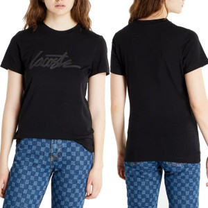 Lacoste t-shirt koszulka damska crew neck czarna TF0238 XS