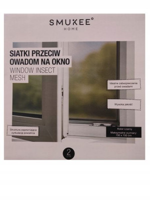 Siatka na okno przeciw owadom SMUKEE 2 szt. czerń
