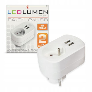Adapter Sieciowy Ładowarka Gniazdo 2x USB LEDLUMEN