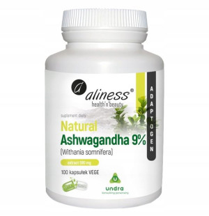 Natural Ashwaganda 590 Mg 9% 100 Vege Caps Aliness