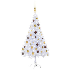 Sztuczna choinka z lampkami LED i bombkami, 120 cm, 230 gałązek
